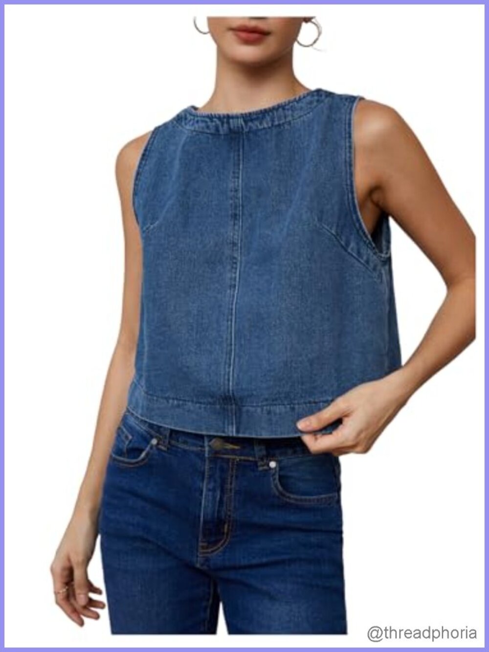 Milumia Women's Denim Vest Tank Top Sleeveless Round Neck Jean Vest